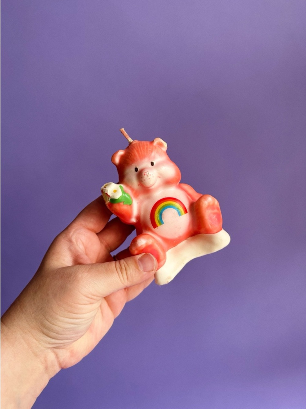 Vintage Pink Rainbow Care Bear Candle Unused